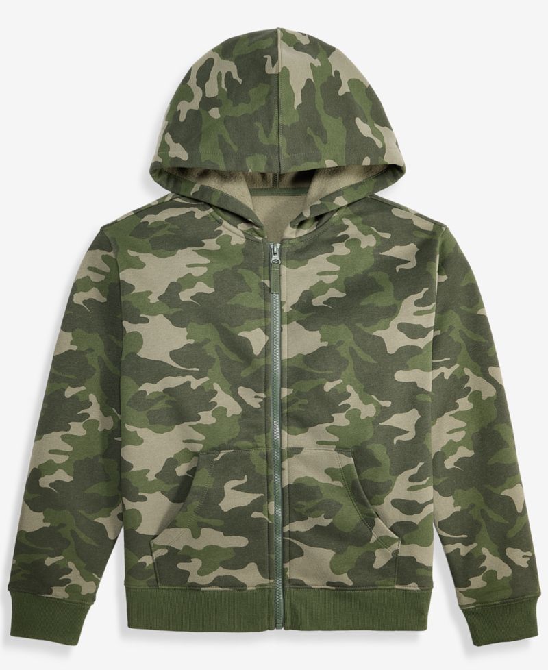 Boys' XS-XL Camo-Print Zip-Up Hoodie