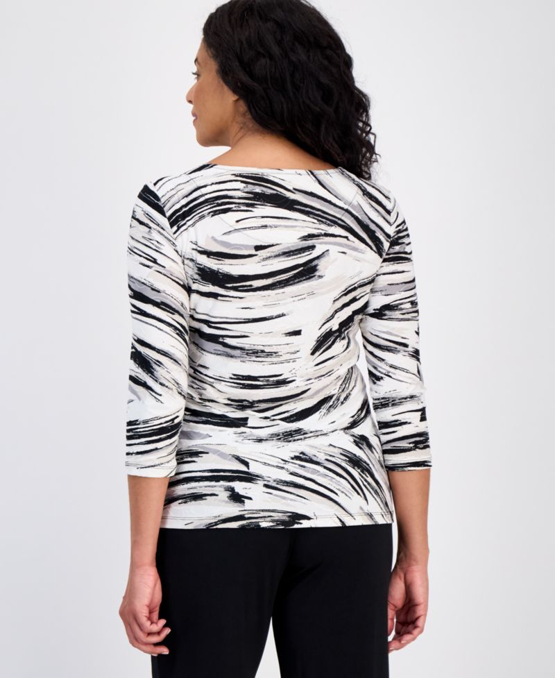 Women's Printed 3/4 Sleeve Jacquard Top