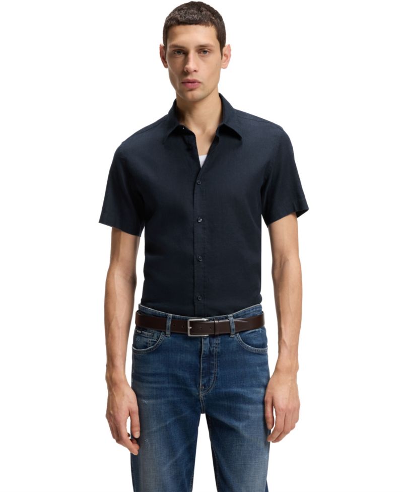 BOSS by Men's Stretch Linen Slim-Fit Shirt