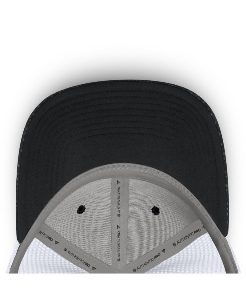 Men's Black Boston Bruins Authentic Pro Rink Boxed Logo Trucker Hat