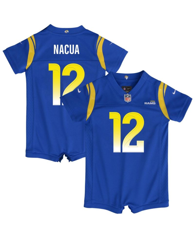 Baby Boys and Girls Puka Nacua Royal Los Angeles Rams Romper Game Jersey