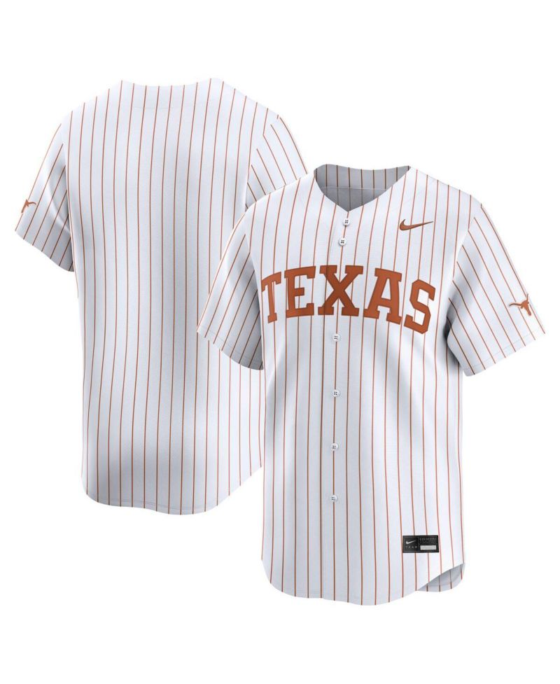 Men's White Pinstripe Texas Longhorns College Limited Baseball Jersey