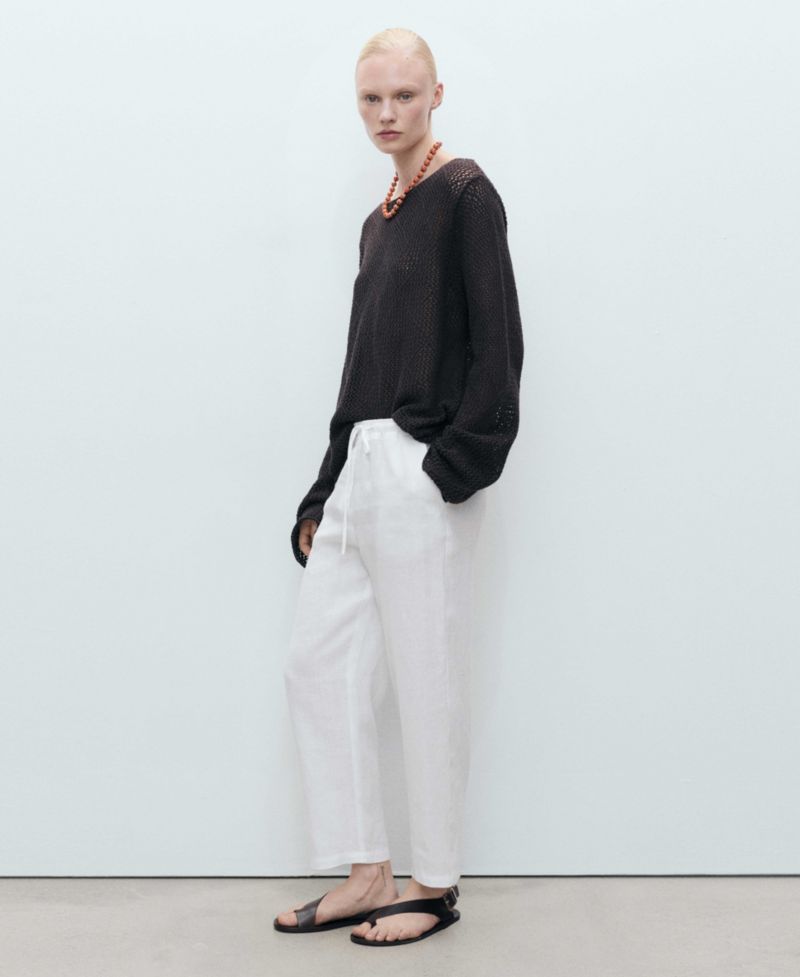 Women's Straight Linen-Blend Pants