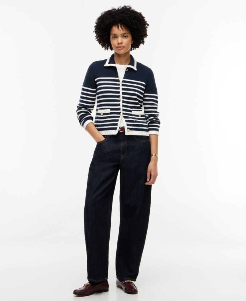 Women's Long-Sleeve Striped Knit Jacket
