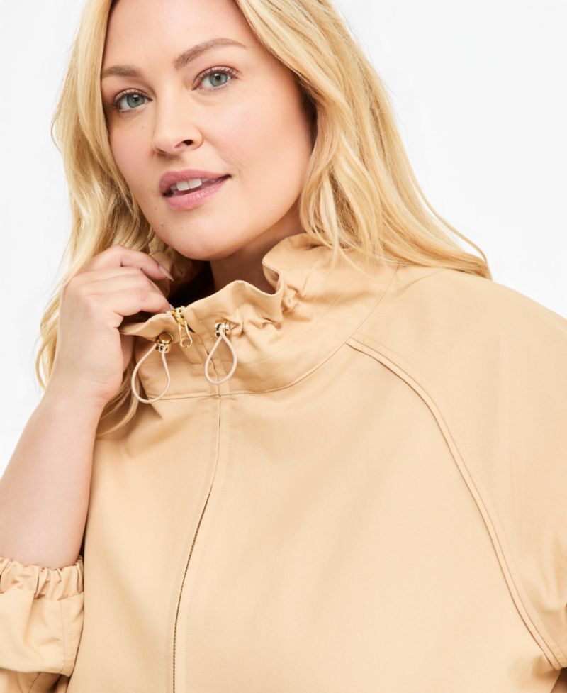 Trendy Plus Size Drawstring-Hem Utility Jacket