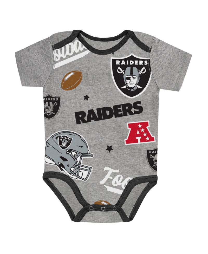 Baby Boys and Girls Las Vegas Raiders First Round Pick Three-Piece Bodysuit Set
