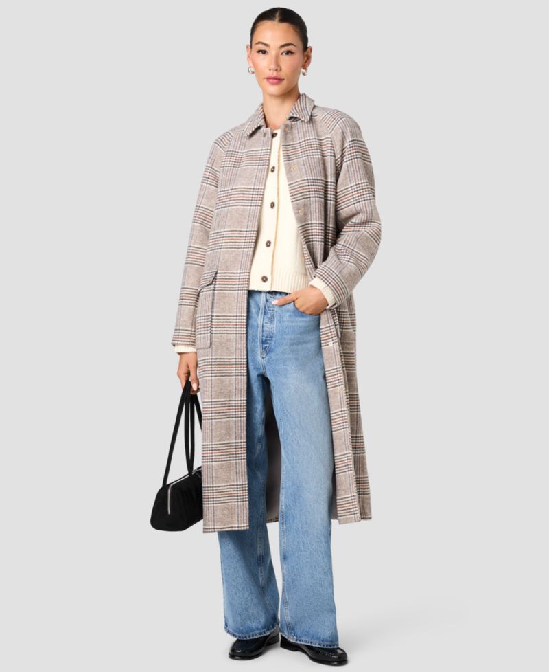 Women's Sutton Tailored Plaid Long Coat