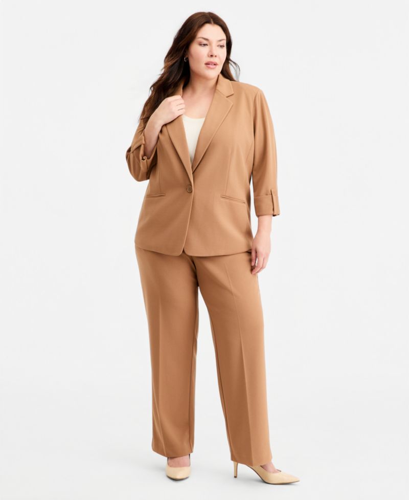 Plus Size High Rise Straight Leg Pants