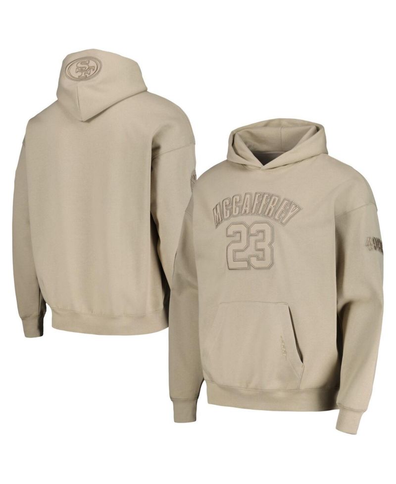Men's Christian McCaffrey Tan San Francisco 49ers Player Name and Number Pullover Hoodie