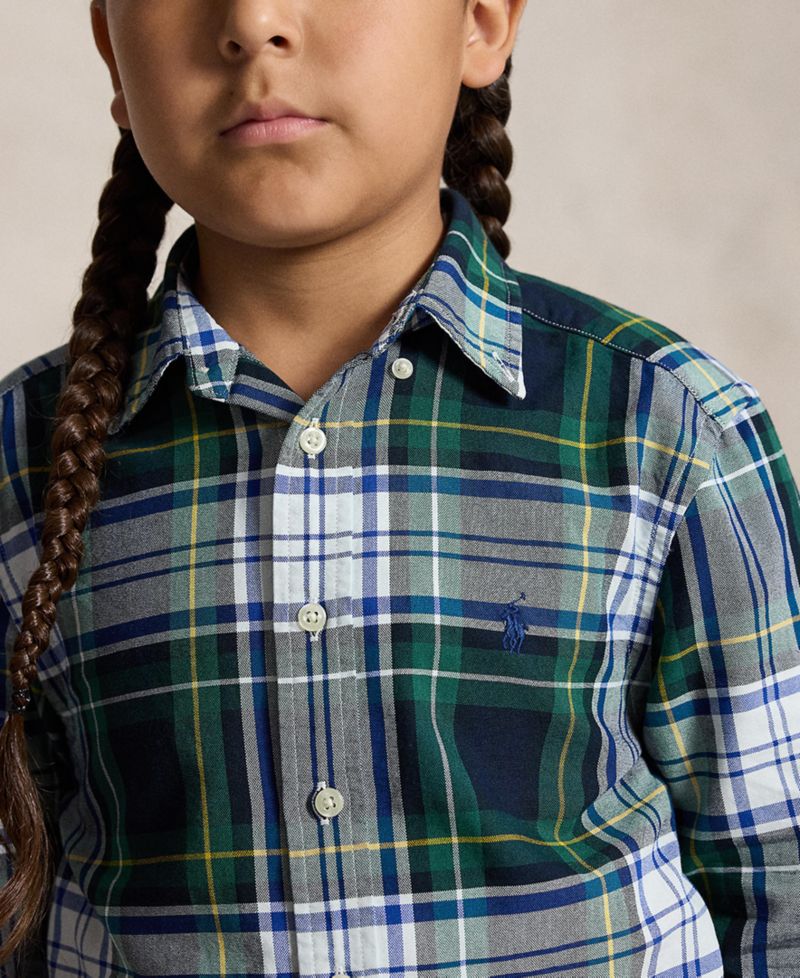 Boys' 8-20 Plaid Cotton Oxford Shirt