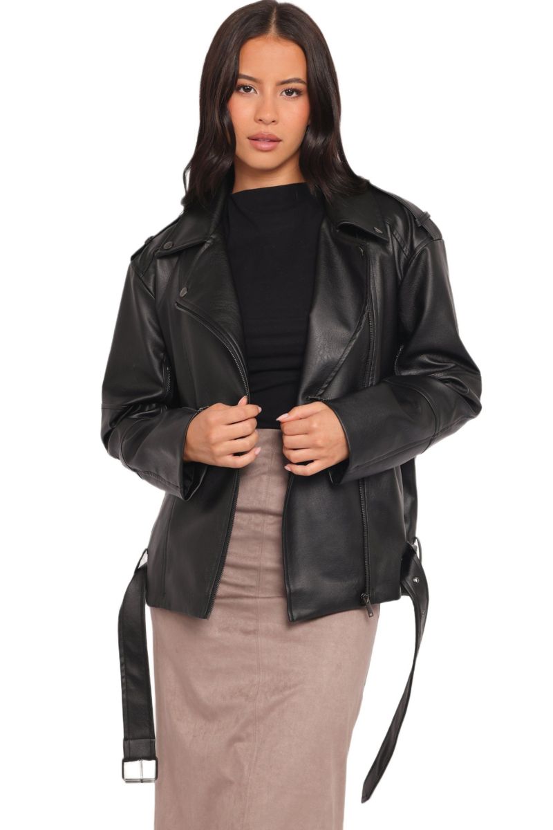 Women's Parsons Oversized Faux Leather Moto Jacket