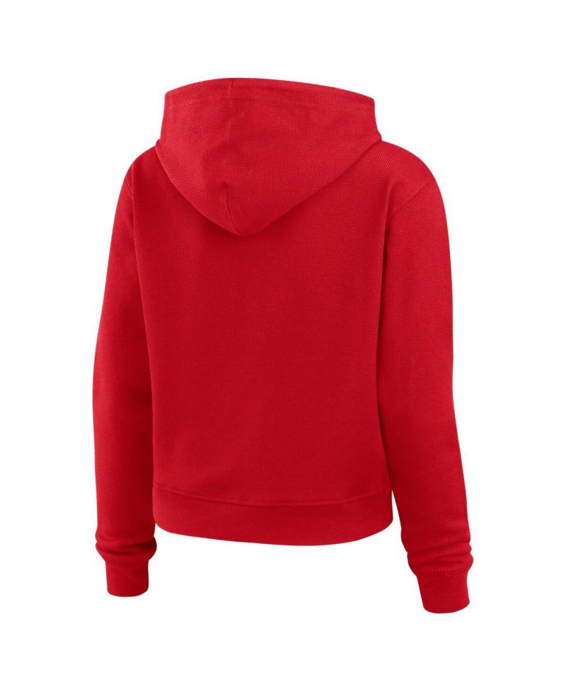 Women's Red New Jersey Devils Waffle-Knit Pullover Hoodie