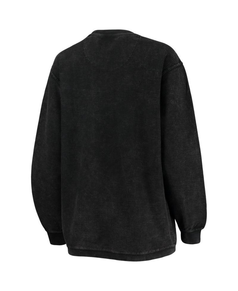 Women's Black Distressed Kentucky Wildcats Comfy Cord Vintage-Like Wash Basic Arch Pullover Sweatshirt