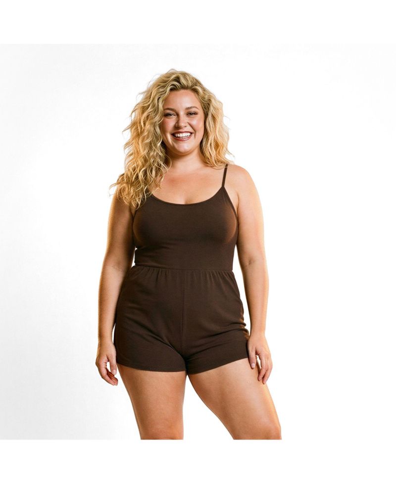 Plus Size Ivy Short Swim Romper With Built-In Bra and Hidden Shorts