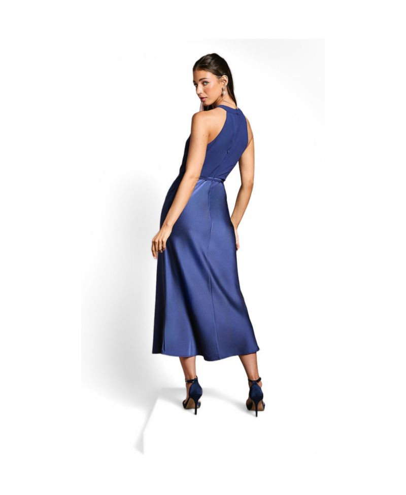 Women's Satin Halter Neck Bridesmaid Dress