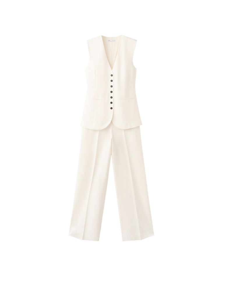 Women's Linen-Blend Wide-Leg Sleeveless Jumpsuit