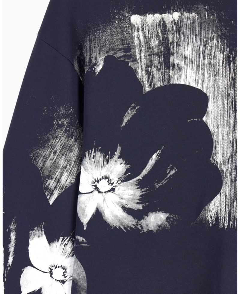 Men's Exposed Flower Bonded Cotton Crewneck Sweatshirt