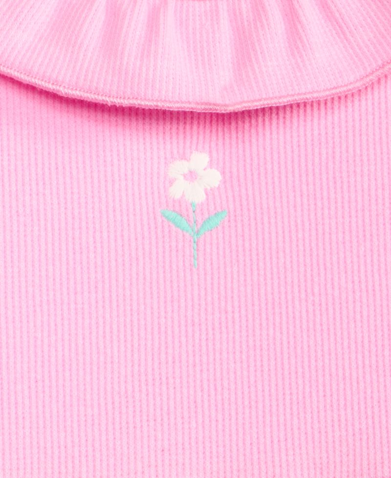 Baby Girls' 0M-24M and Toddlers 2T-4T Daisy-Embroidered Ribbed Dress