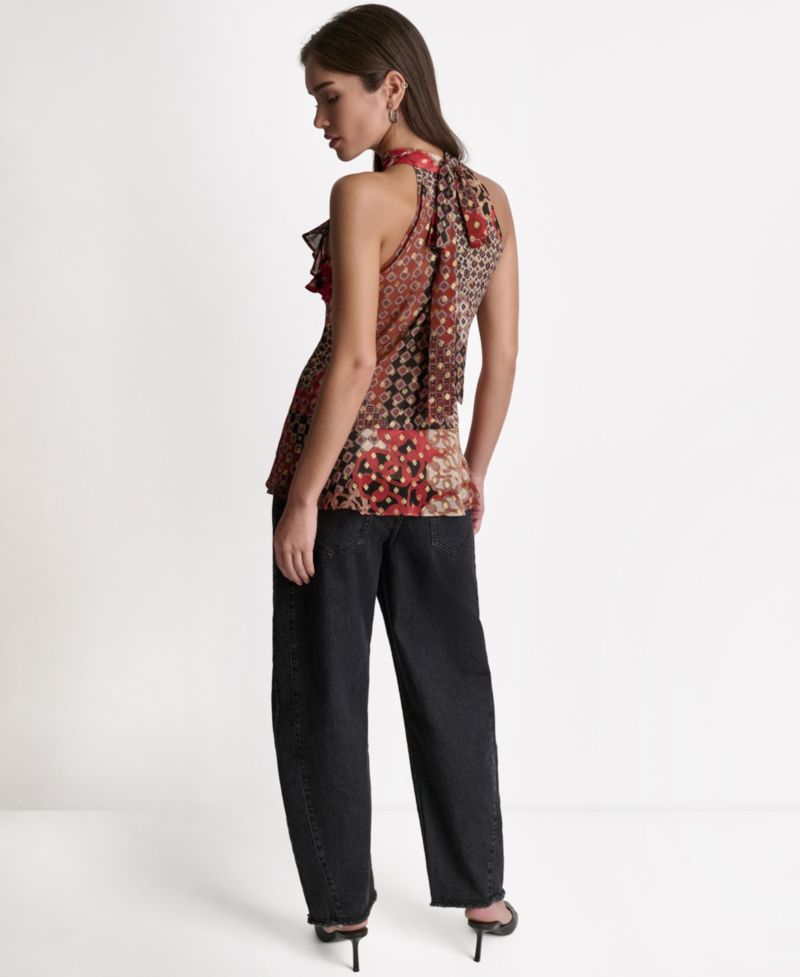 Women's Printed Ruffle Halter Neck Top