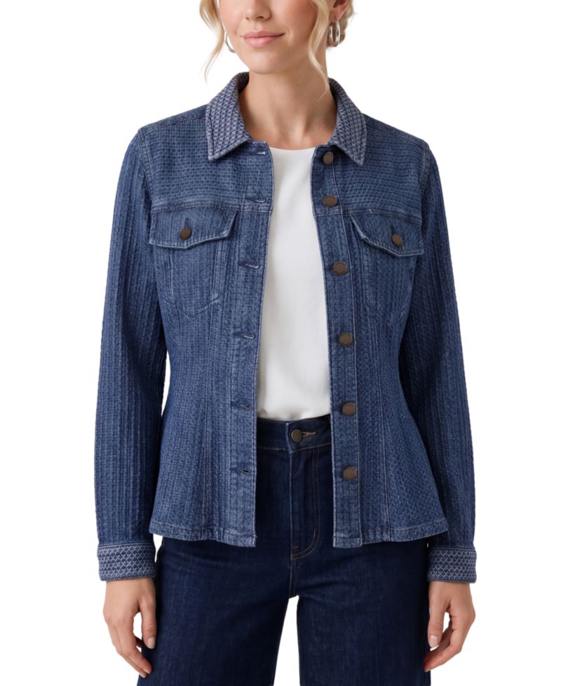 Petite Fit and Flare Trucker Denim Jacket