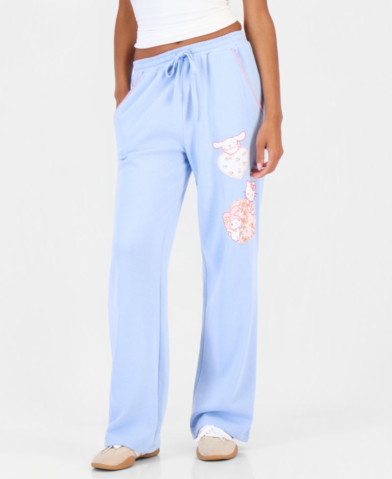 Juniors' HK And Friends Wide-Leg Drawstring Sweatpants