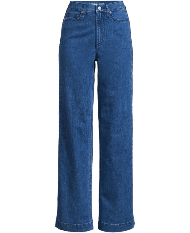 Women's Soft Denim High Rise Wide Leg Braided Jeans
