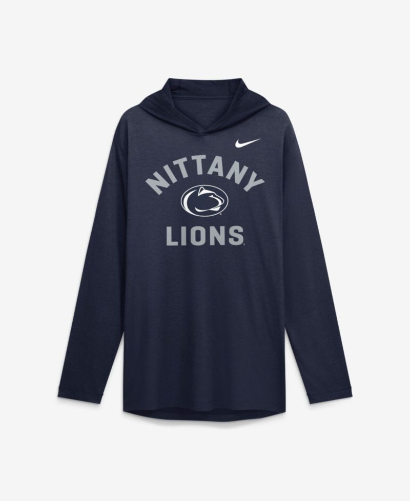 Men's Navy Penn State Nittany Lions Primetime Arch Tri-Blend Dri-FIT Long Sleeve Hooded T-Shirt