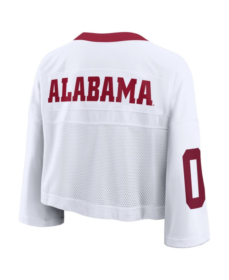 Women's White Alabama Crimson Tide Oversized Logo Cropped Fashion Jersey