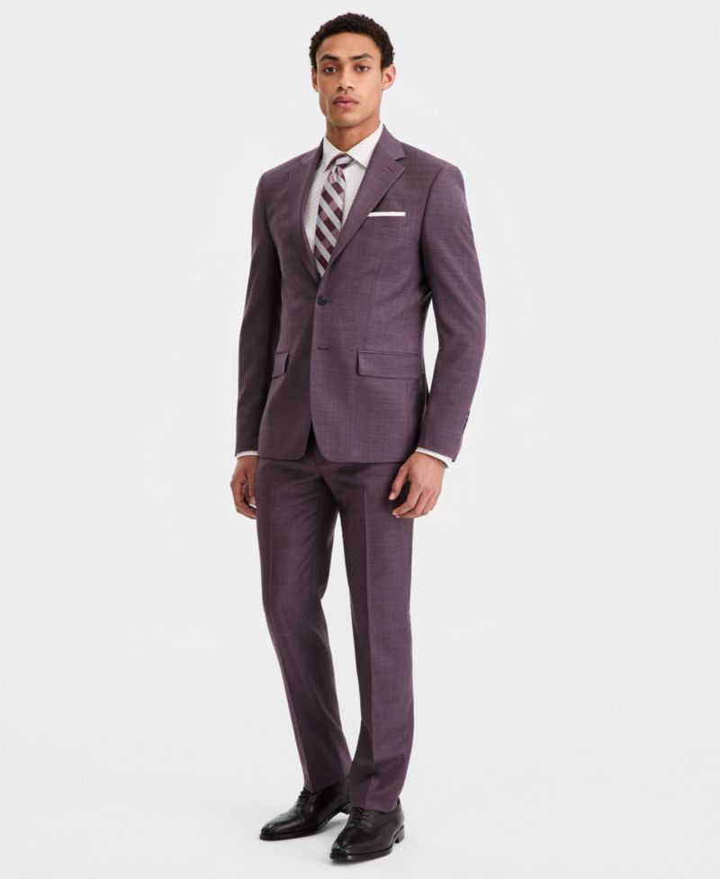 Men's Slim-Fit Wool-Blend Plaid Suit Separates