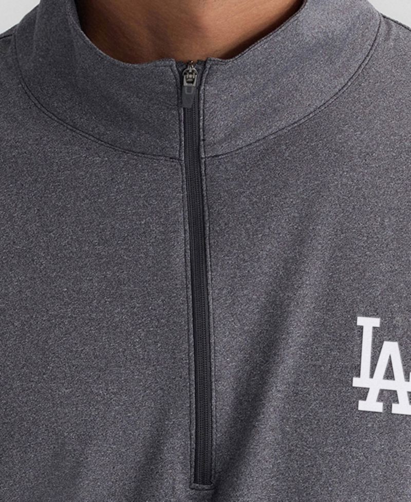 Men's Charcoal Los Angeles Dodgers Clutch Quarter-Zip Pullover Sweatshirt