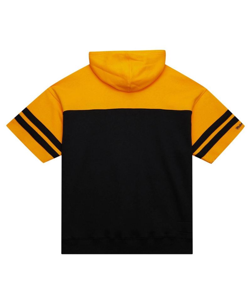 Men's Black Pittsburgh Steelers Off Field Vintage-like Logo Short Sleeve Pullover Hoodie