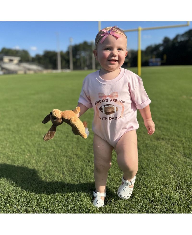 Baby Girls Sundays Are For Football Short Sleeve Romper