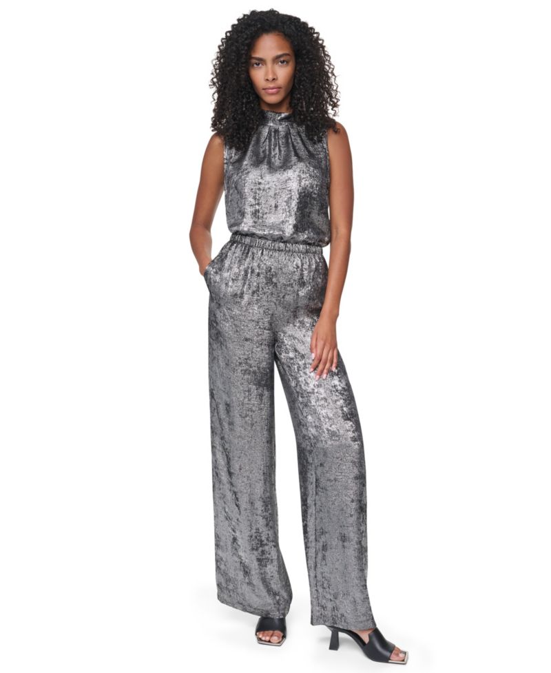 Women's Empire State Steel Pull Velvet High-Rise Wide-Leg Pants