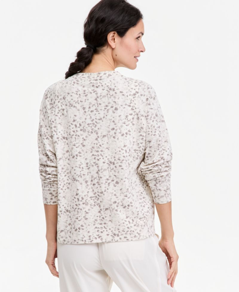 Women's Soft Paw Printed Relaxed-Fit Cotton-Blend Crewneck Long-Sleeve Tee