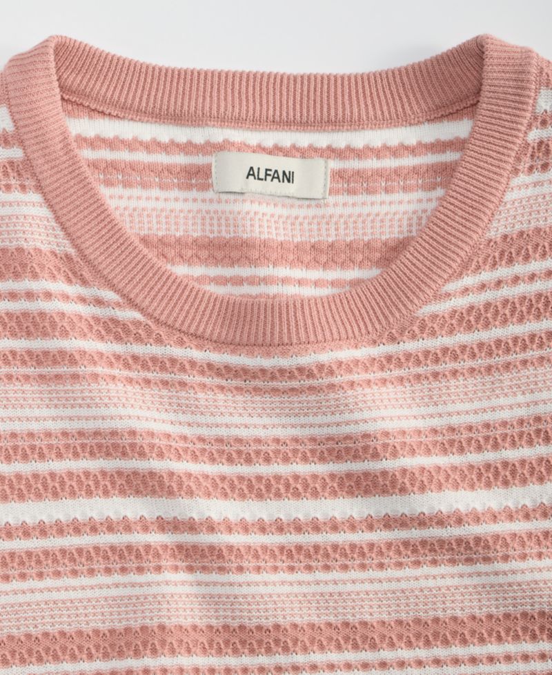 Men's Short-Sleeve Stripe Crewneck Sweater Tee, Macy's Exclusive
