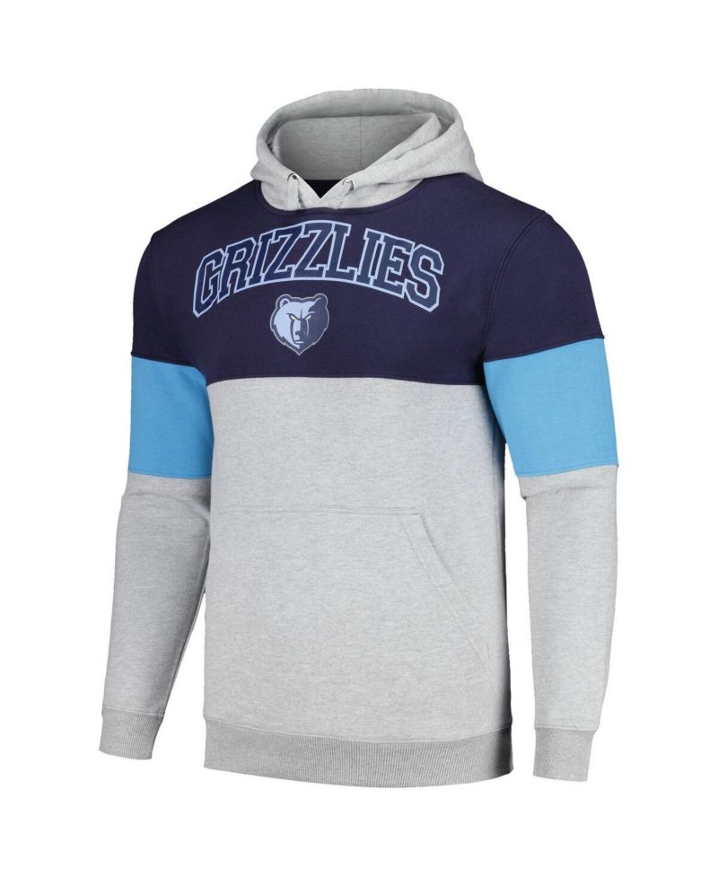 Men's Navy Memphis Grizzlies Contrast Pieced Pullover Hoodie