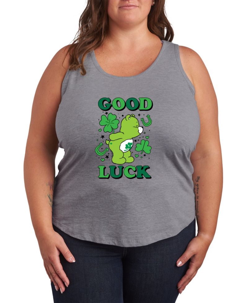 Plus Size Care Bears St. Patrick's Day Good Luck Graphic Tank Top