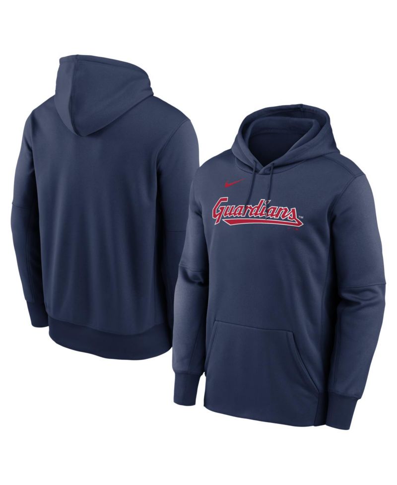 Men's Navy Cleveland Guardians Primary Wordmark Therma Hoodie