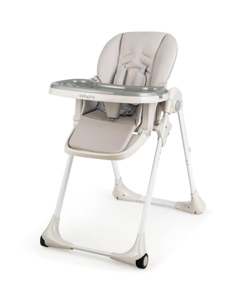 Baby High Chair w/ 7 Height and 3 Footrest Adjustable Cup holder 2 Wheels