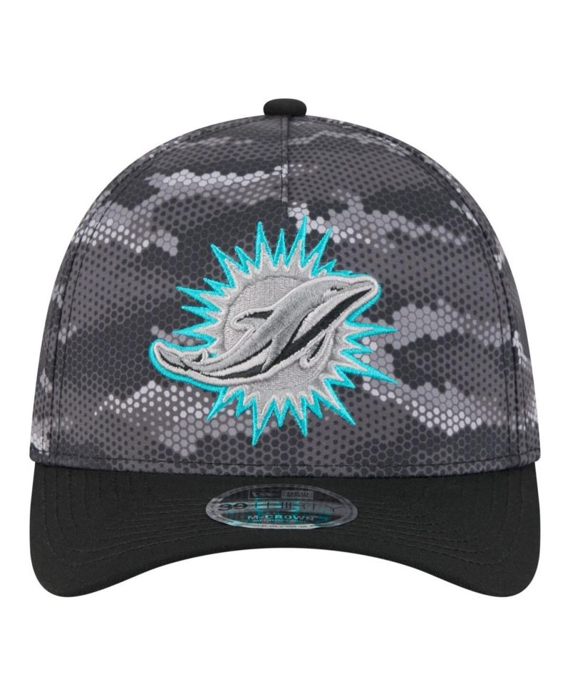 Men's Black Miami Dolphins Camo A-Frame 39THIRTY Flex Hat
