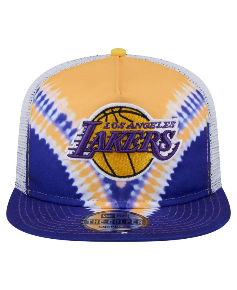 Men's Purple/Gold Los Angeles Lakers Throwback Dye Golfer Snapback Hat