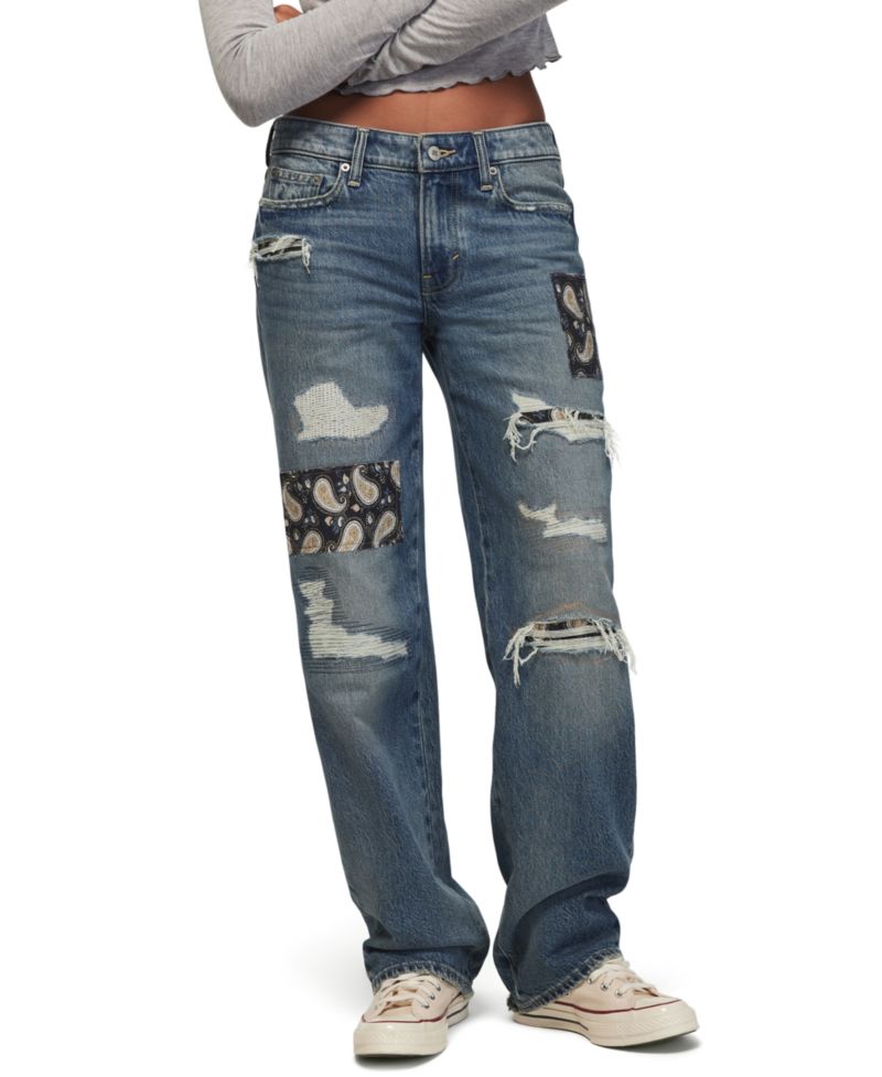 Women's Lucky Legend Patchwork Baggy Mid-Rise Bootcut Jeans