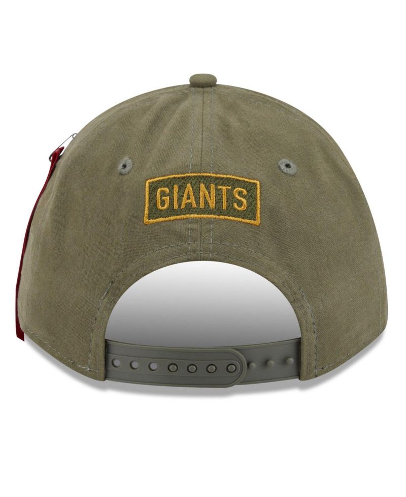 x Alpha Industries Men's Olive New York Giants A-Frame 9FORTY Adjustable Hat