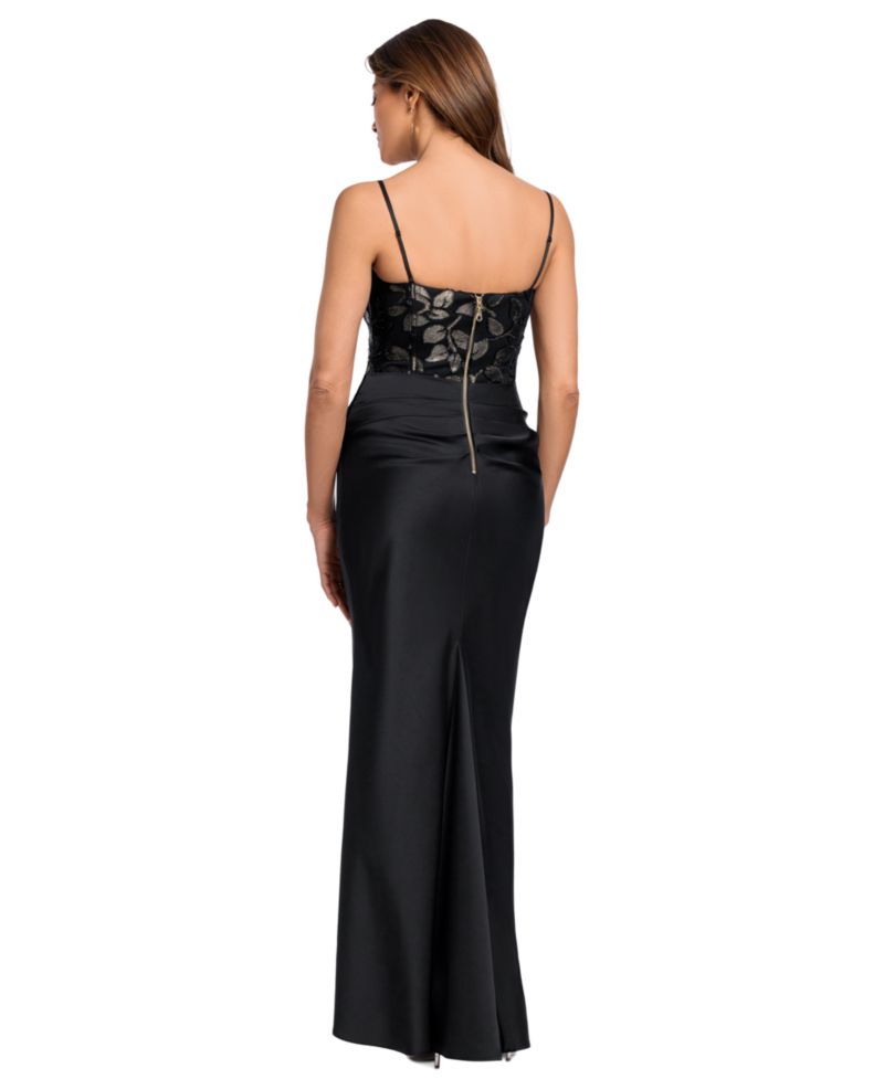 Women's Floral Square Neck Gown