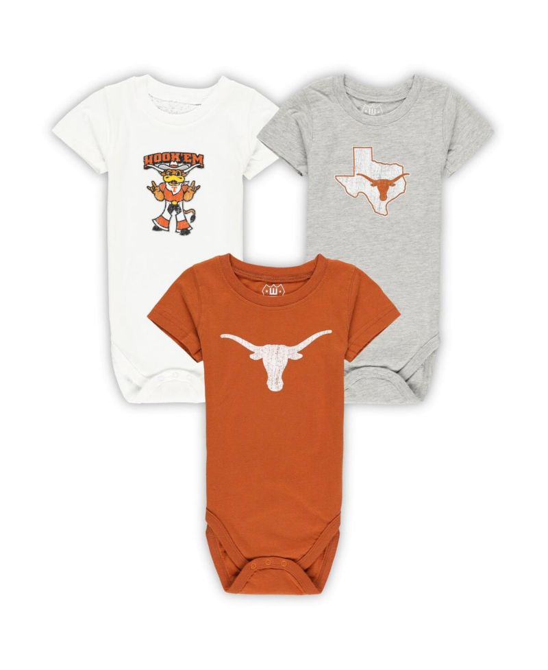 Baby Boys and Girls Texas Longhorns 3-Pack Bodysuit Set