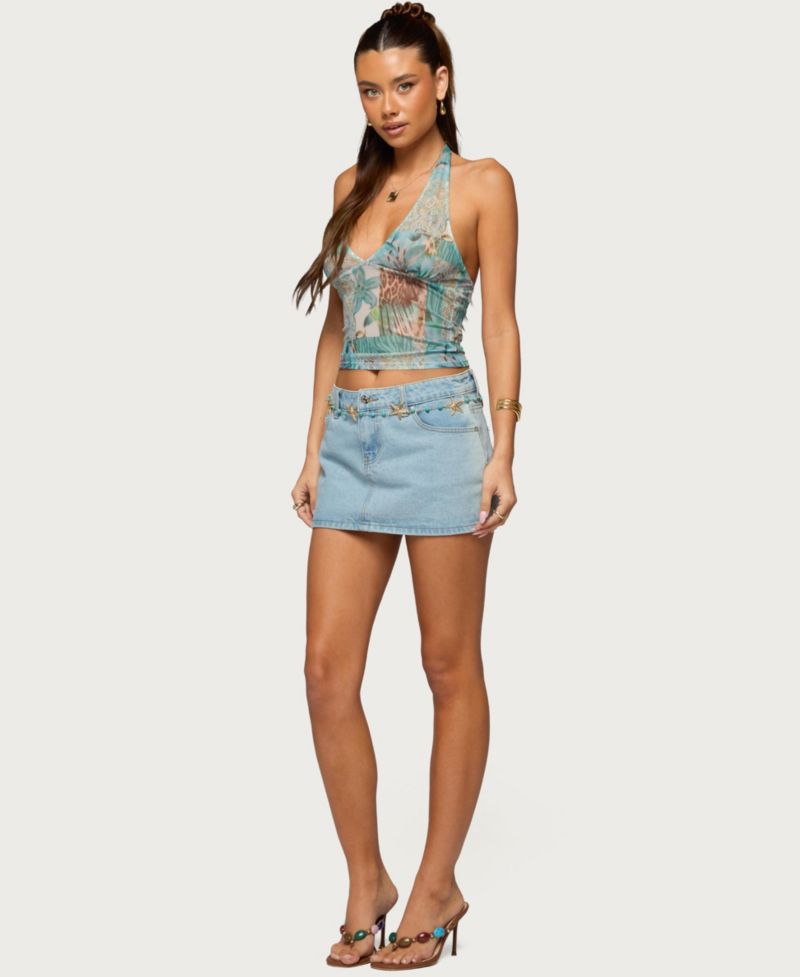 Women's Catie Printed Mesh Halter Top