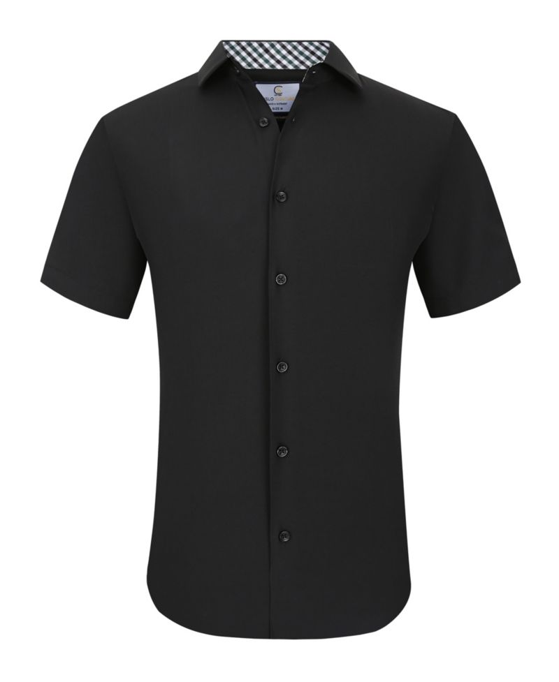 Men's Slim Fit Performance Short Sleeves Solid Button Down Shirt