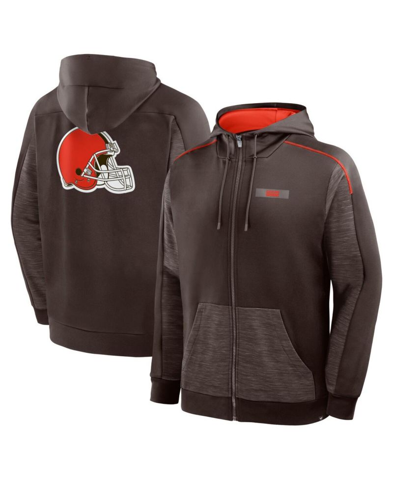 Men's Brown Cleveland Browns Checkdown Pass Full-Zip Hoodie