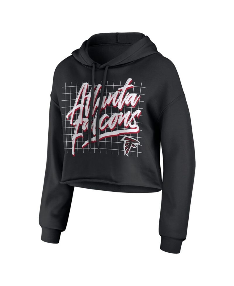 Women's Black Atlanta Falcons Domestic Cropped Pullover Hoodie