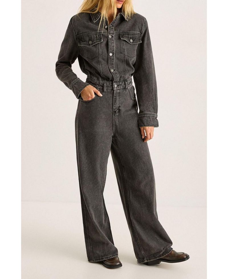 Women's Denim Shoulder Pad Boilersuit